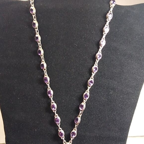 Vintage Faceted Amethyst Garnet Peridot Sterling Silver Cross/Chain & Turquoise - Picture 4 of 12